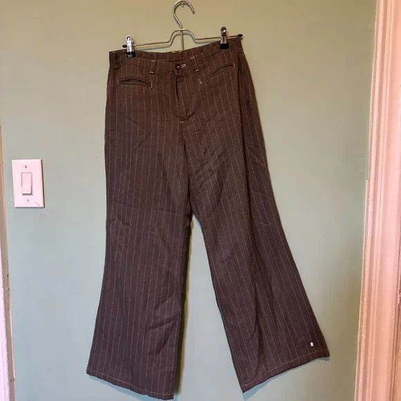 pinstripe wide leg mid waist pants - Picture 2 of 6